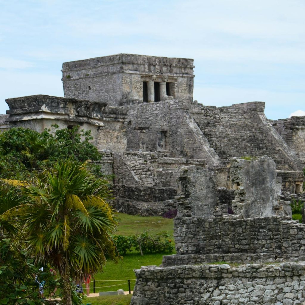 gray stone building near palm trees