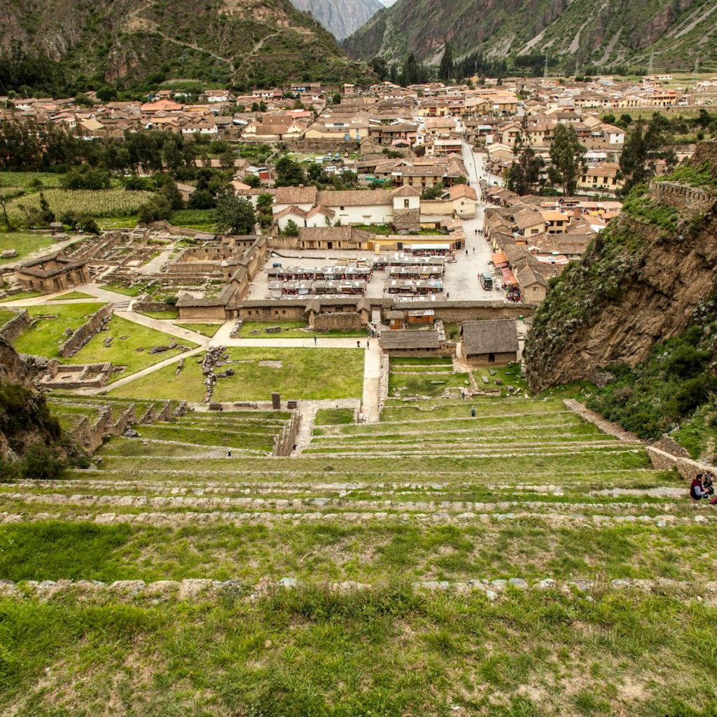 view of the sacred valley of the incas in the andes of peru